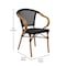 Flash Furniture Marseille French Bistro Stacking Chair w/Arms, Black Textilene and Bamboo Print Aluminum Frame, 2PK 2-SDA-ADS642108-BK-NAT-GG - alternate 3
